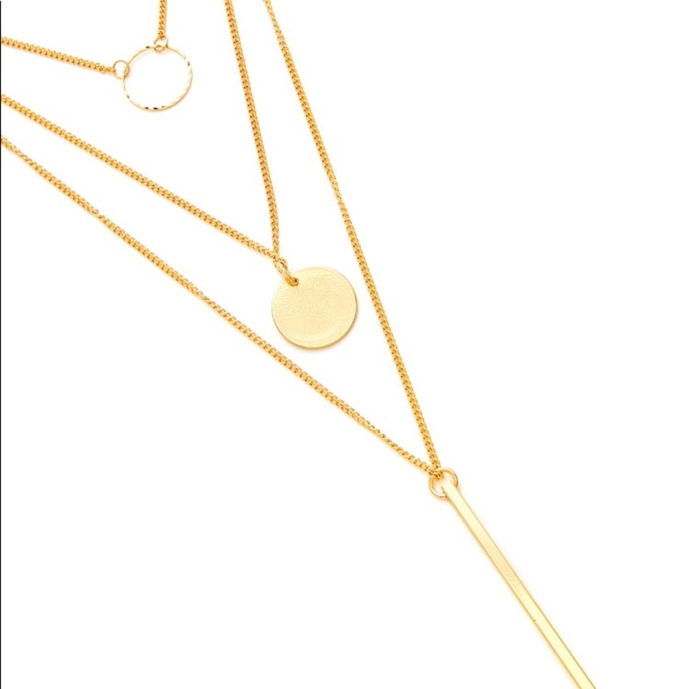 ✨3 for $32✨ layered necklace circle gold bar - Picture 2 of 3